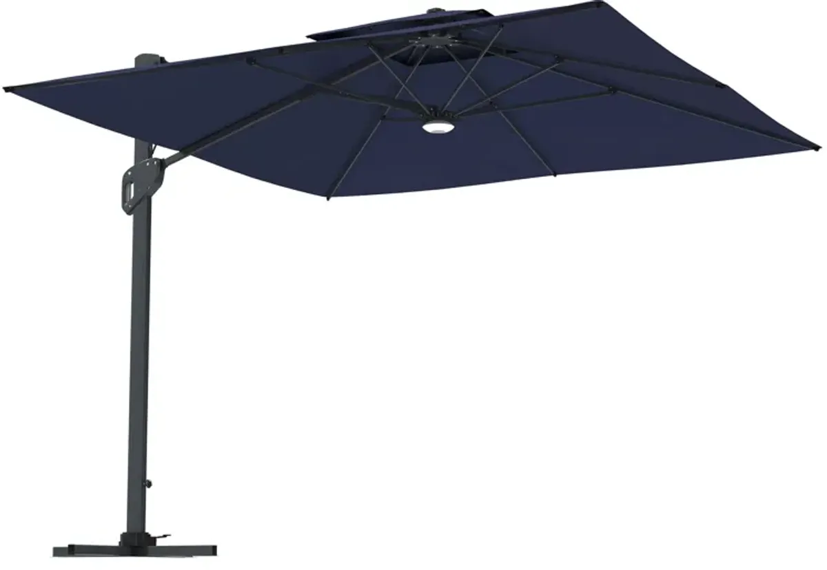 MONDAWE 10ft Square Solar LED Offset Cantilever Outdoor Patio Umbrella with Built-in Bluetooth Speaker