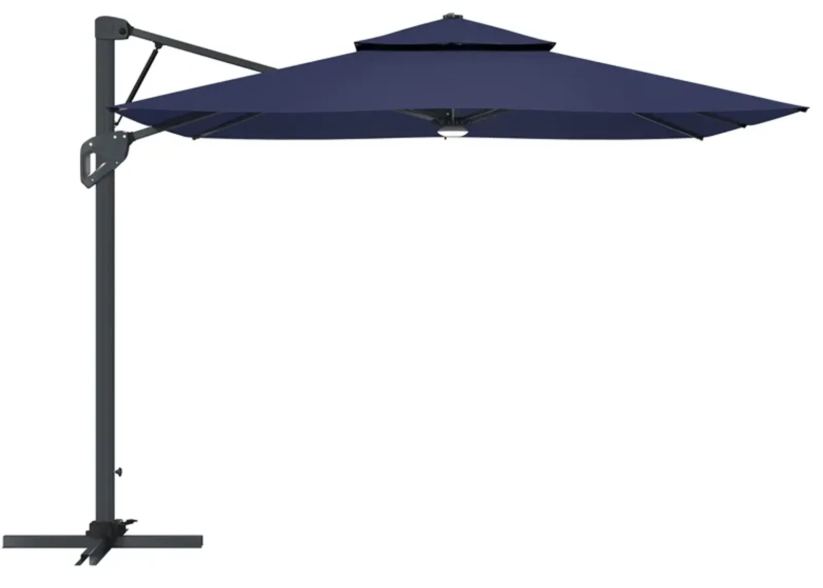 MONDAWE 10ft Square Solar LED Offset Cantilever Outdoor Patio Umbrella with Built-in Bluetooth Speaker