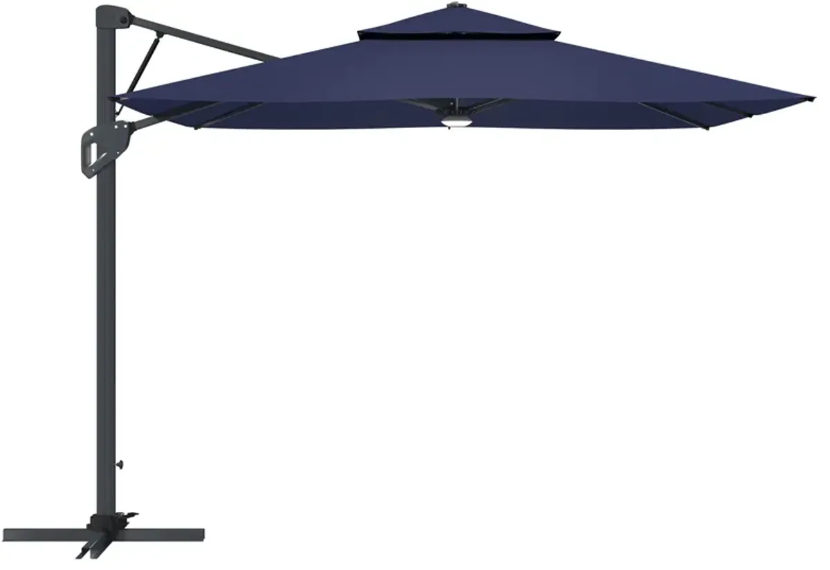 MONDAWE 10ft Square Solar LED Offset Cantilever Outdoor Patio Umbrella with Built-in Bluetooth Speaker