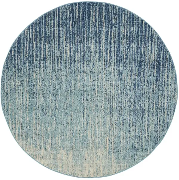Passion PSN09 Navy/Light Blue 4' x Round Rug