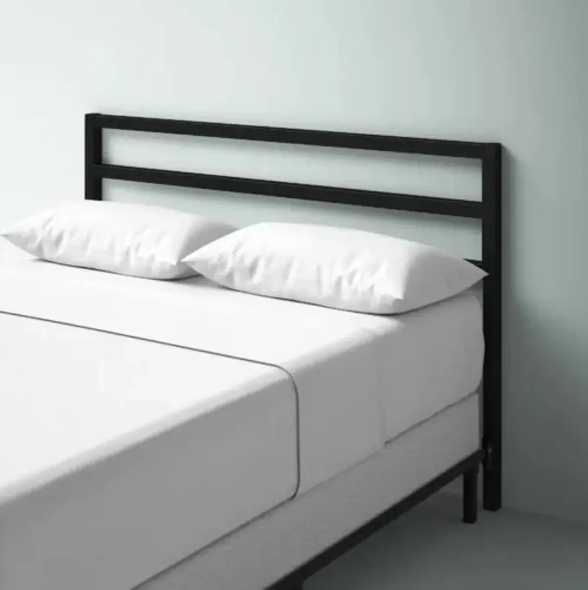 Hivvago King size Modern Slatted Headboard in Matte Black Metal Finish