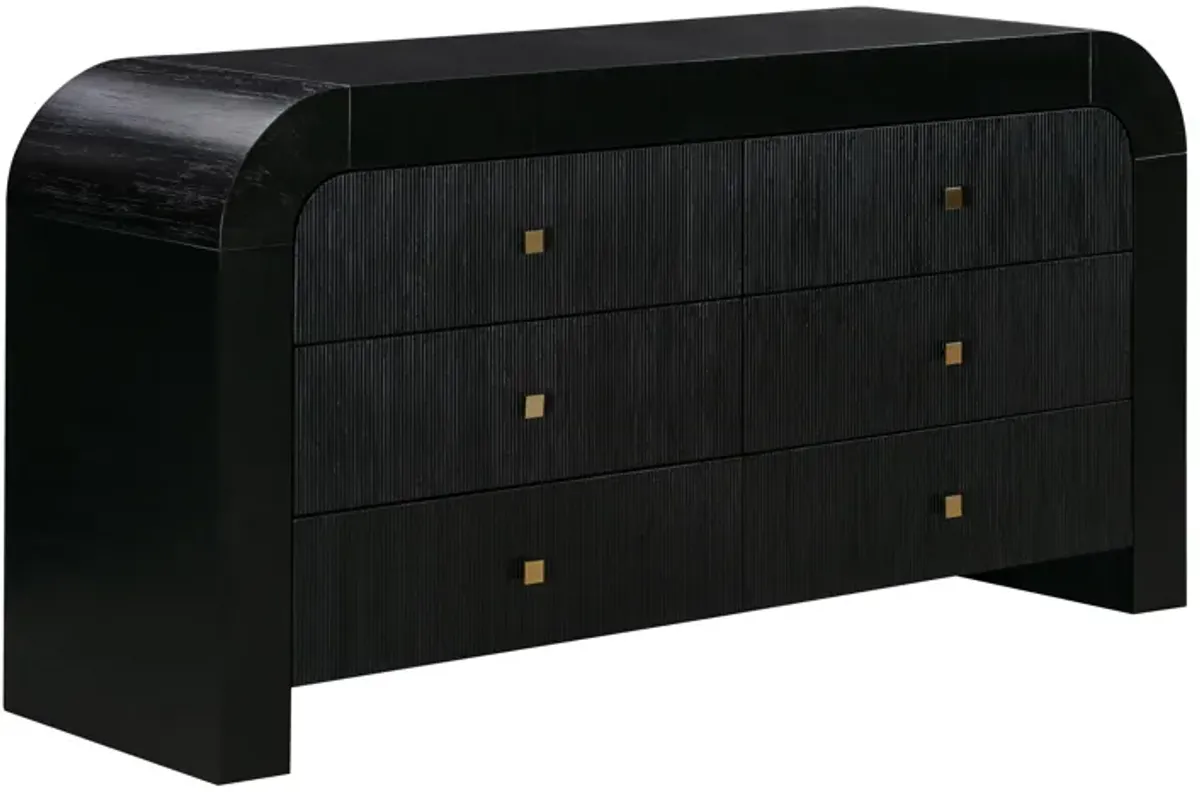 Hump 6 Drawer Black Dresser