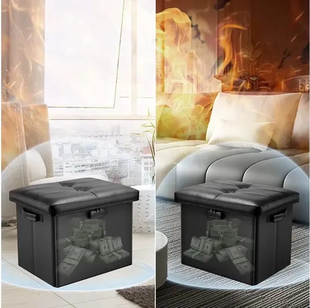 Fireproof Folding Ottoman Foot Rest