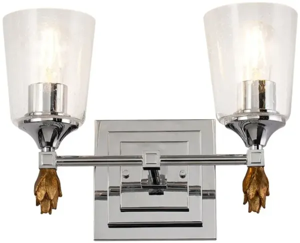 Lucas McKearn Vetiver 2 Light Vanity Light in Polished Chrome with Gold Accent