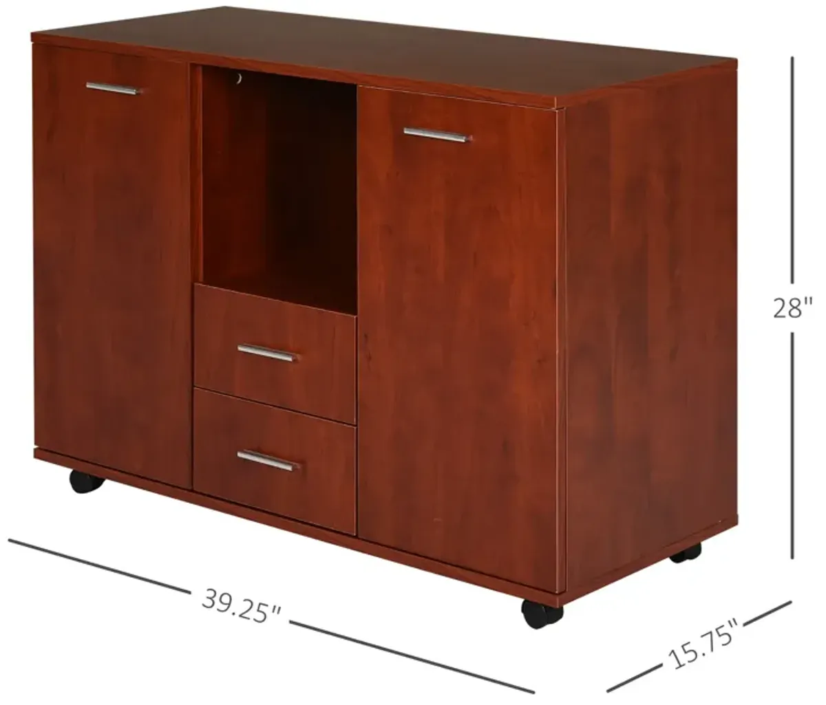 Brown Multitasker: Office Cabinet/Printer Stand with Drawers