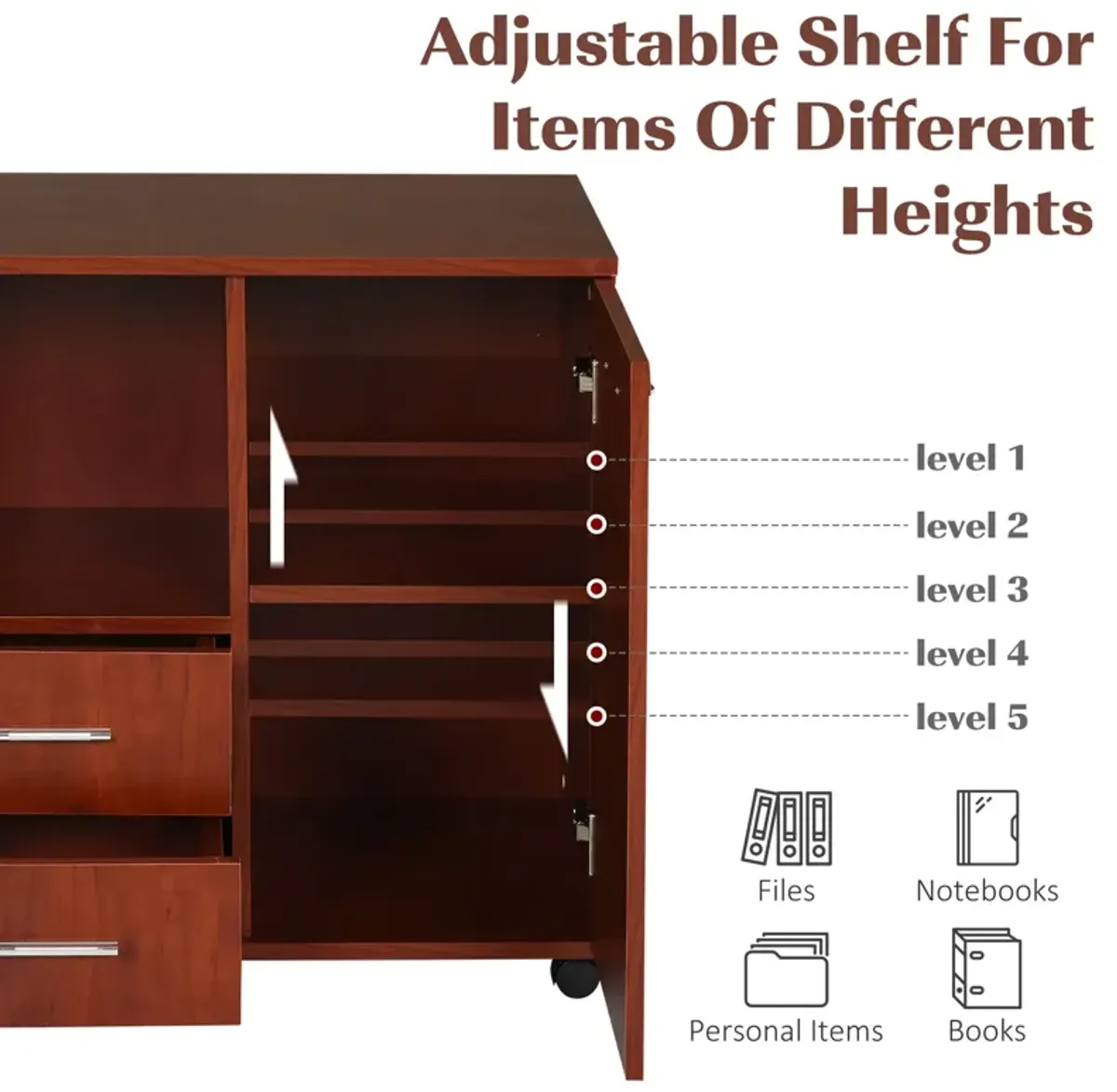 Brown Multitasker: Office Cabinet/Printer Stand with Drawers