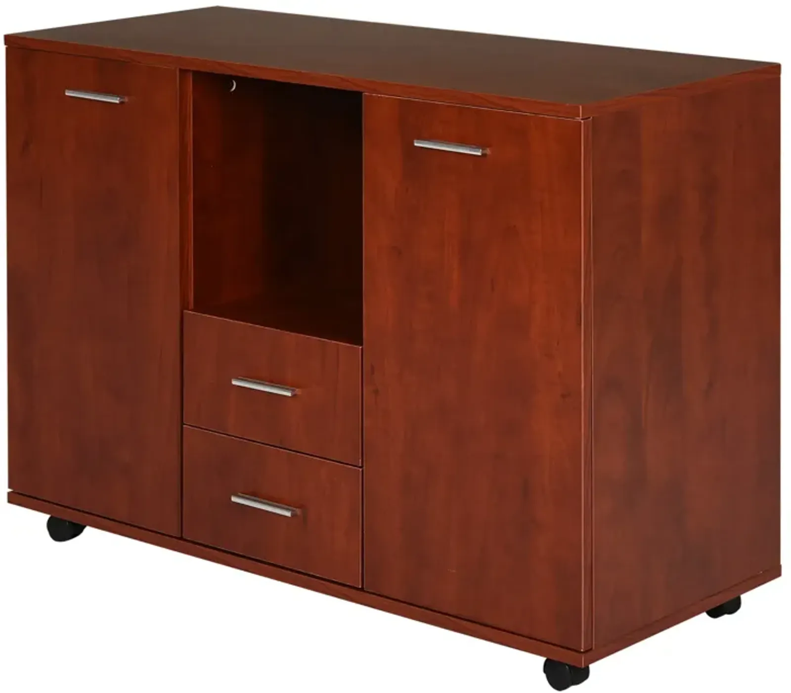 Brown Multitasker: Office Cabinet/Printer Stand with Drawers