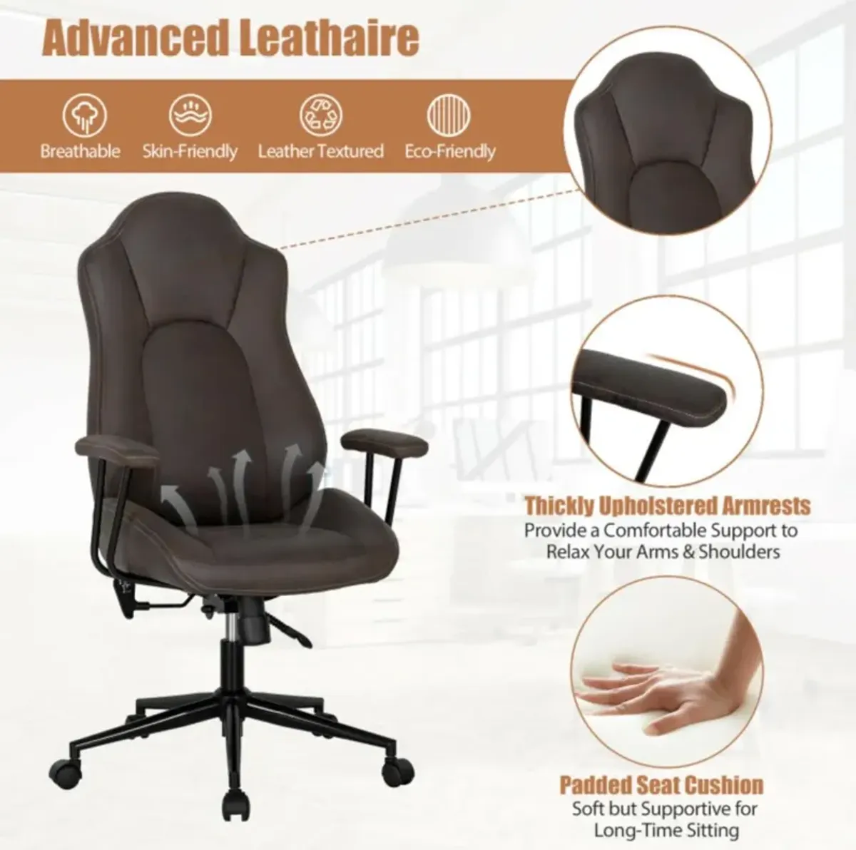 Hivvago High Adjustable Back Executive Office Chair with Armrest