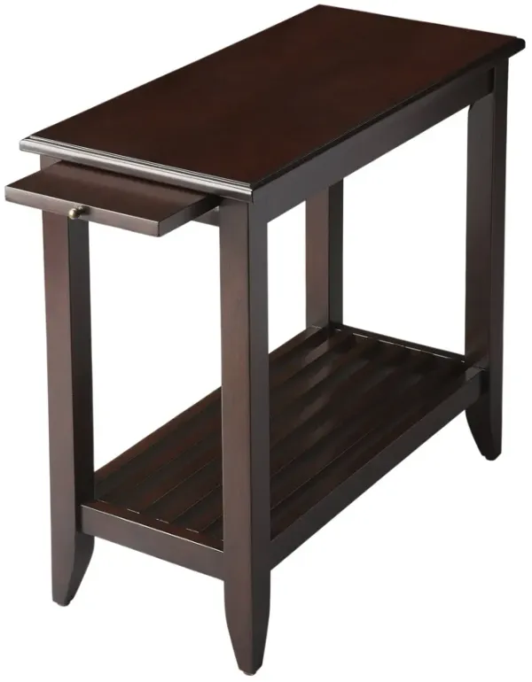 Hivvago 24 Inch Merlot Manufactured Wood Rectangular End Table With Shelf