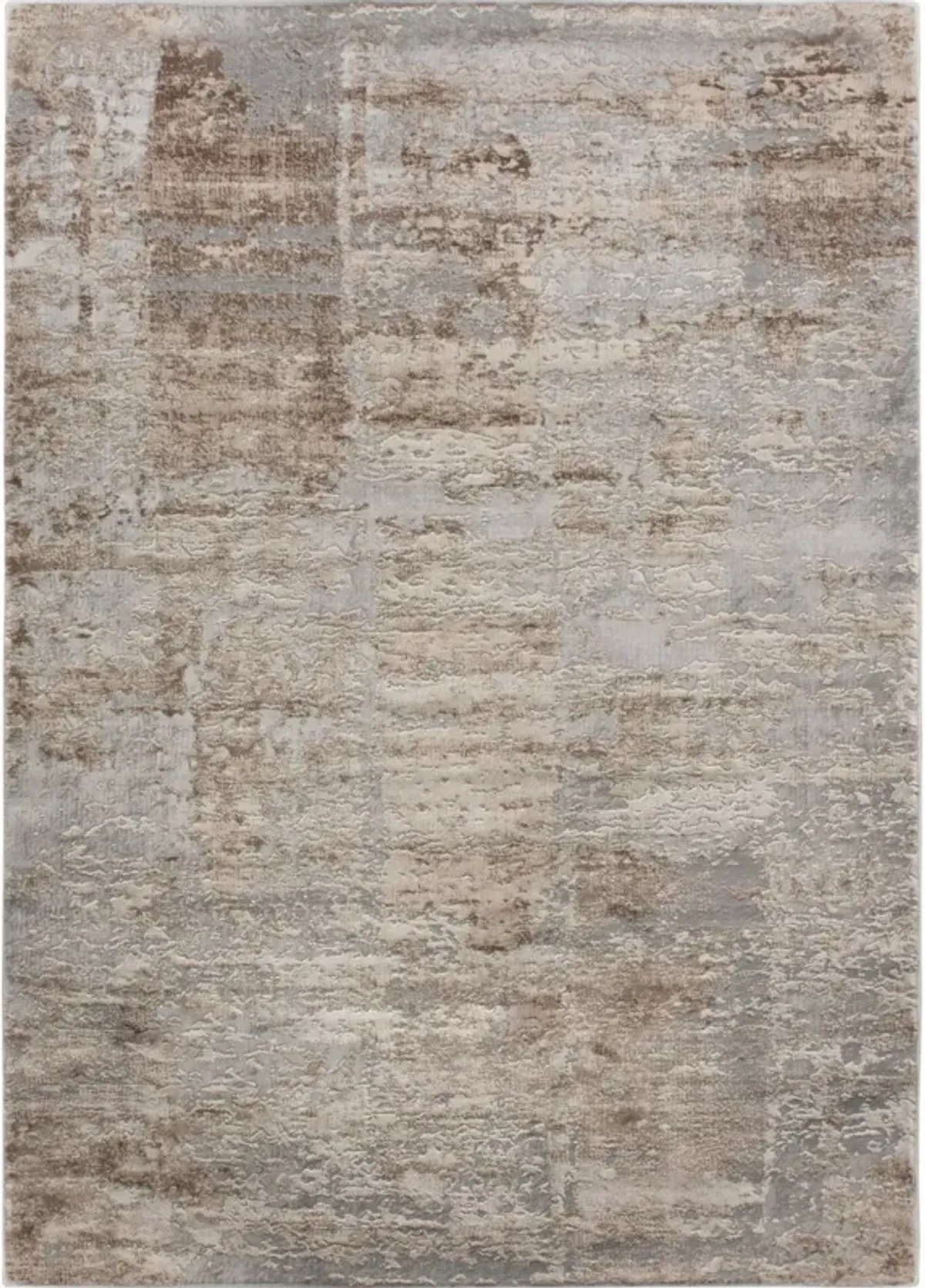 8' X 10' Gray and Brown Contemporary Rectangular Area Throw Rug