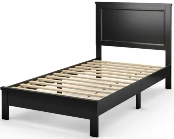 Twin Size Modern College Dorm Wooden Platform Bed in Black