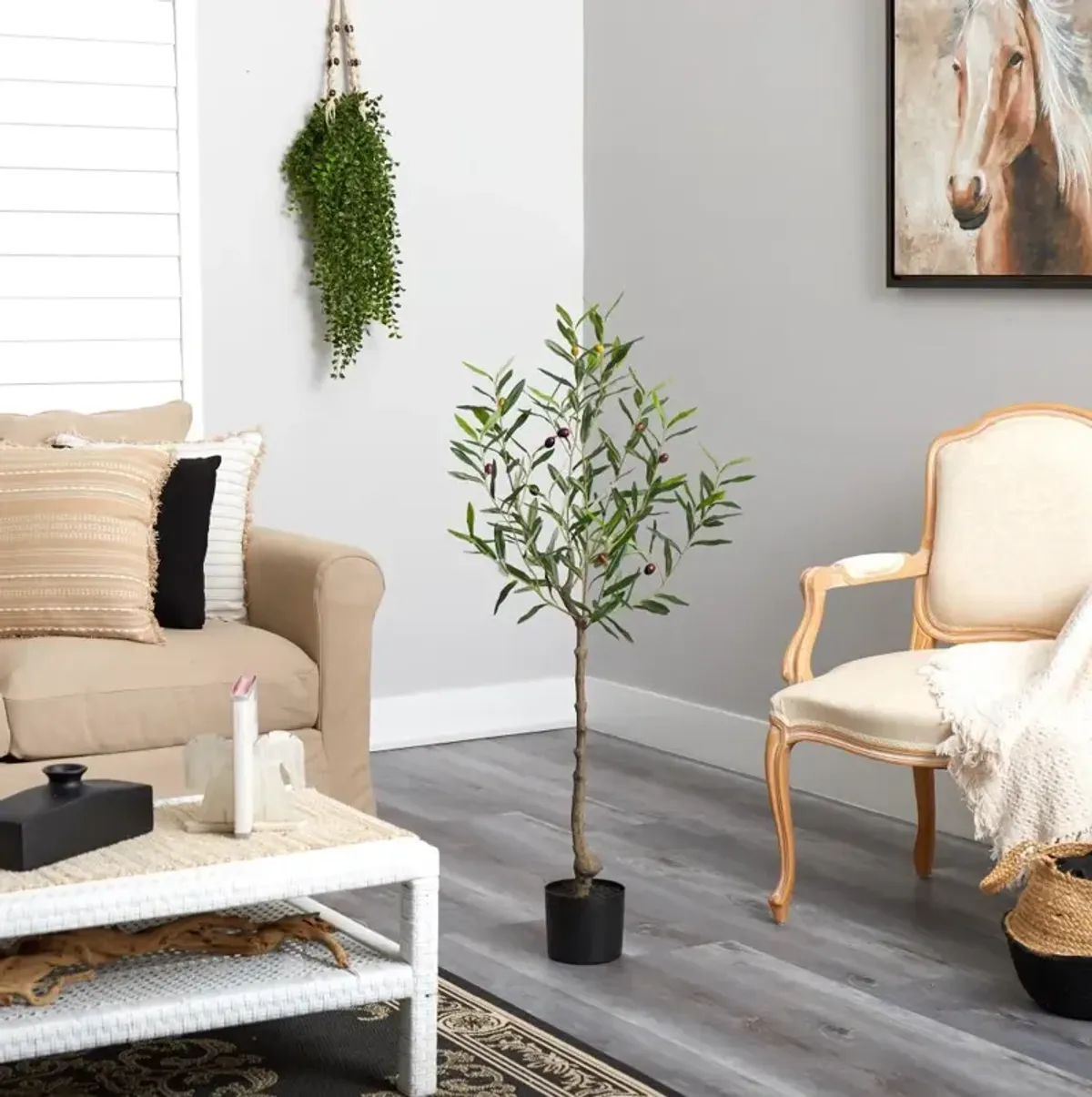 Hivvago 4 Feet Olive Artificial Tree