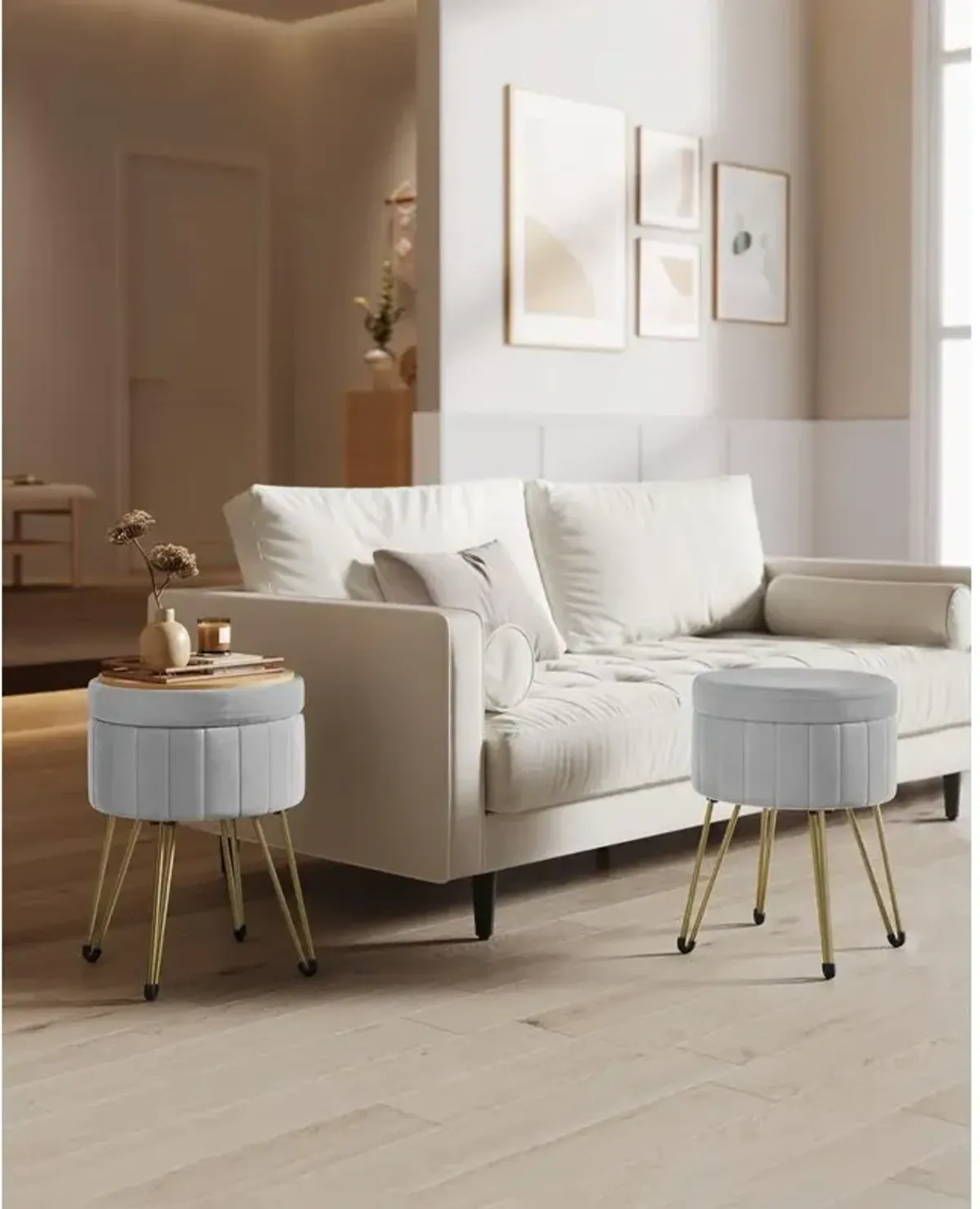 Vanity Stool Chair with Storage - Stylish and Functional Makeup Seat with Hidden Storage