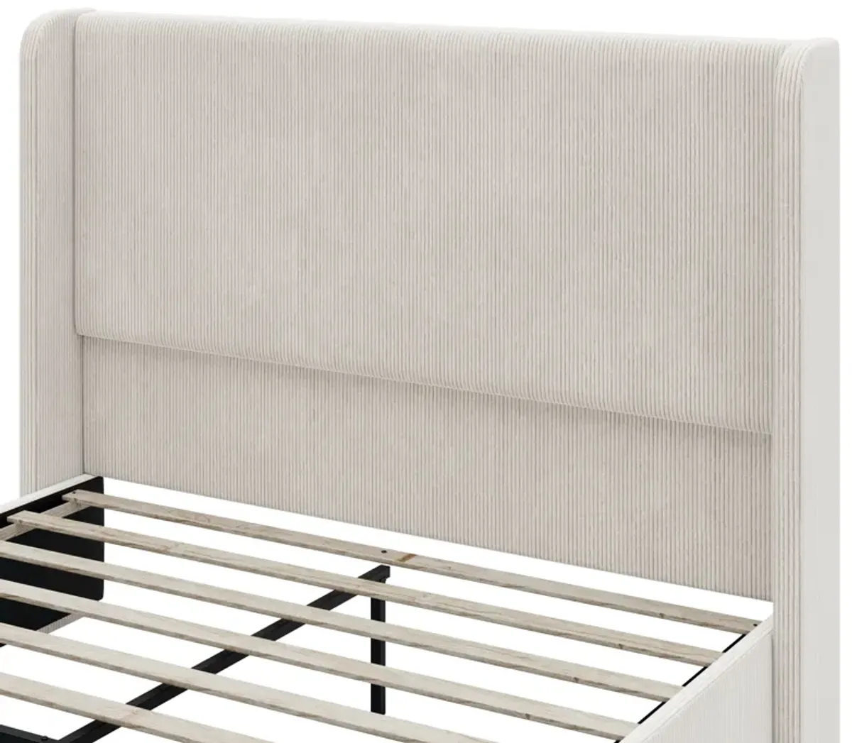 Merax Corduroy Upholstered Platform Bed Frame