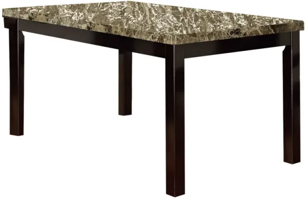 Slick Finish Faux Marble & Pine Wood Dining Table, Brown-Benzara
