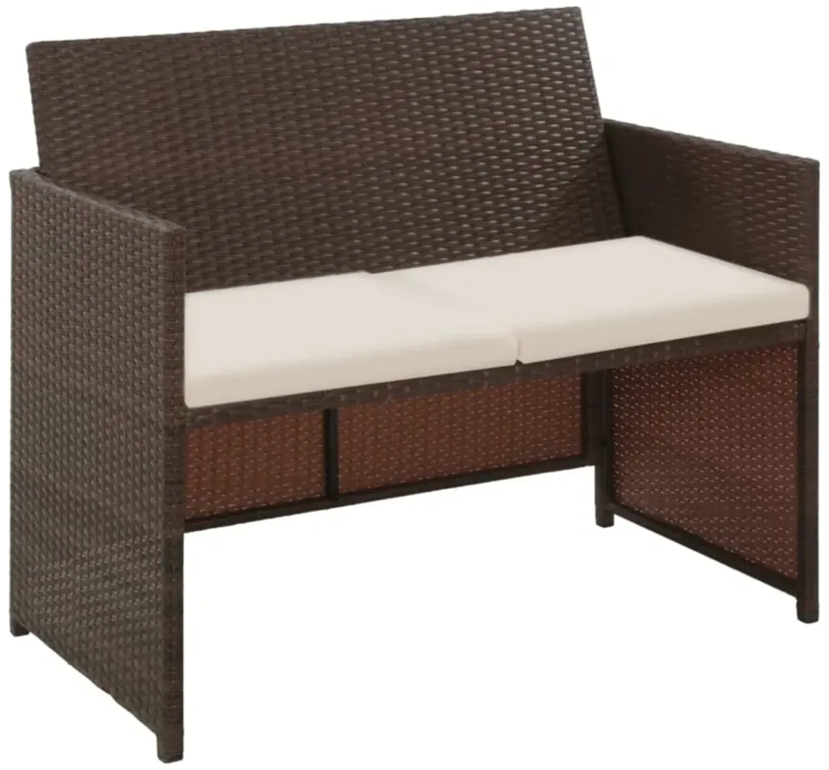 vidaXL 4 Piece Garden Lounge with Cushions Set Poly Rattan Brown