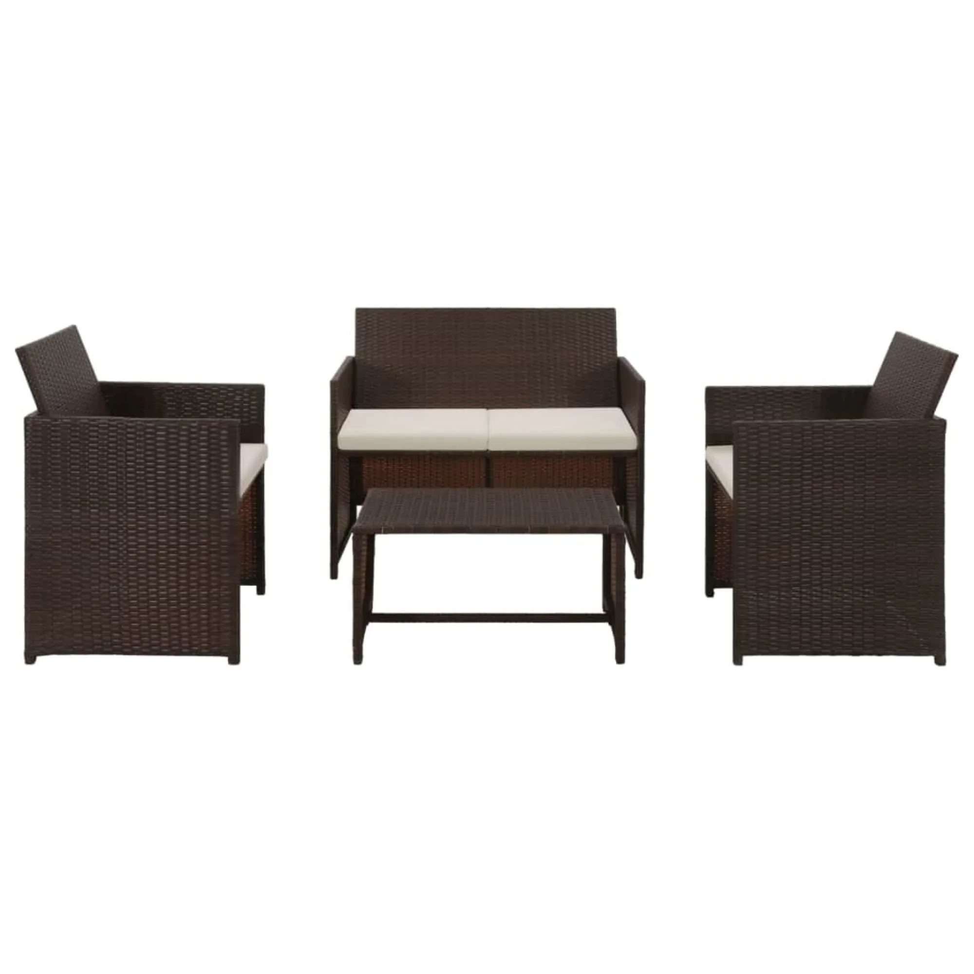 vidaXL 4 Piece Garden Lounge with Cushions Set Poly Rattan Brown