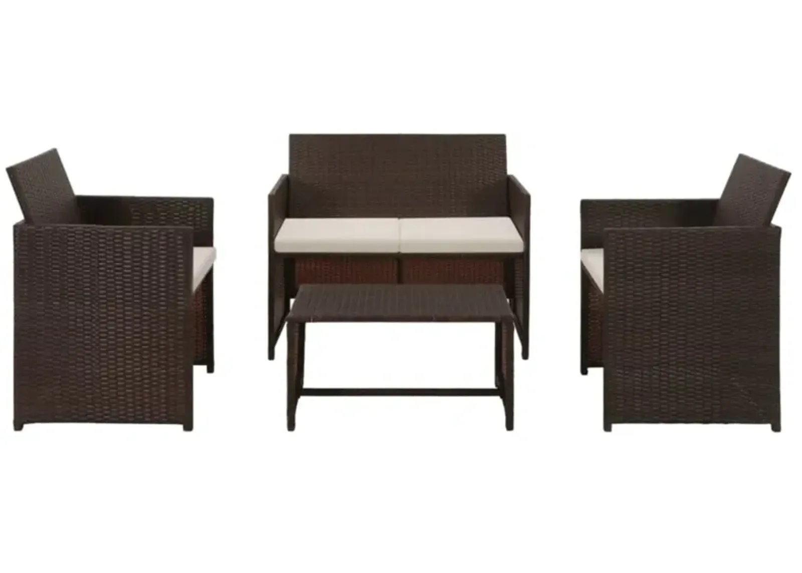 vidaXL 4 Piece Garden Lounge with Cushions Set Poly Rattan Brown