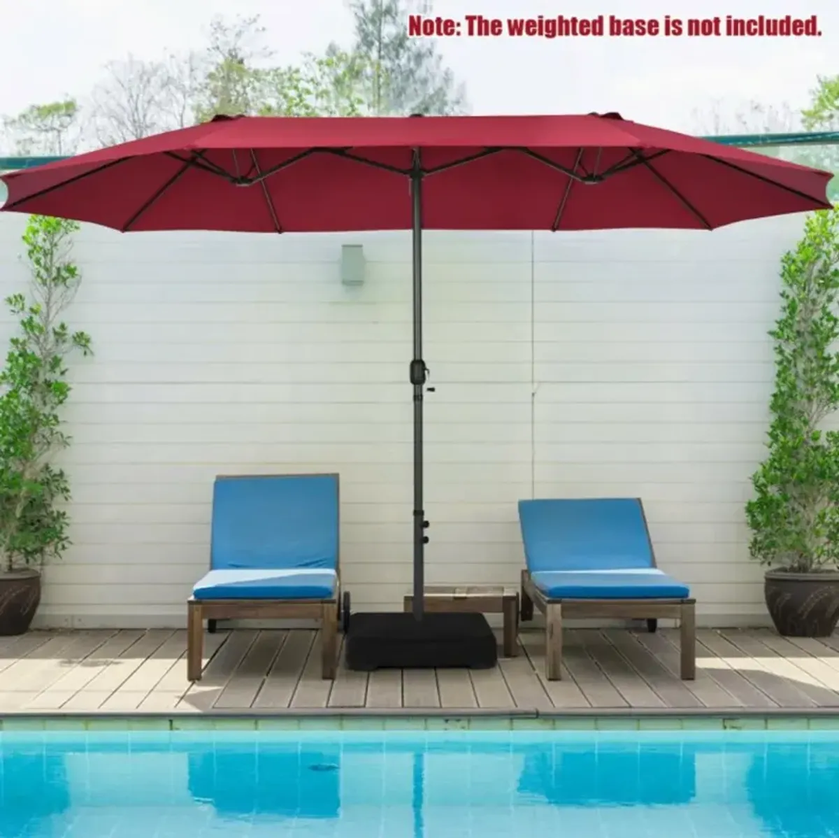 Hivvago 15 Feet Patio Double-Sided Umbrella with Hand-Crank System