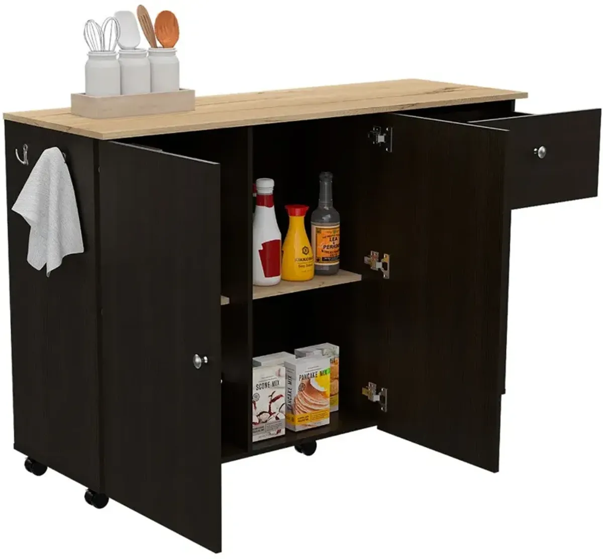 Kitchen Island Cart Indiana, Kitchen, Black