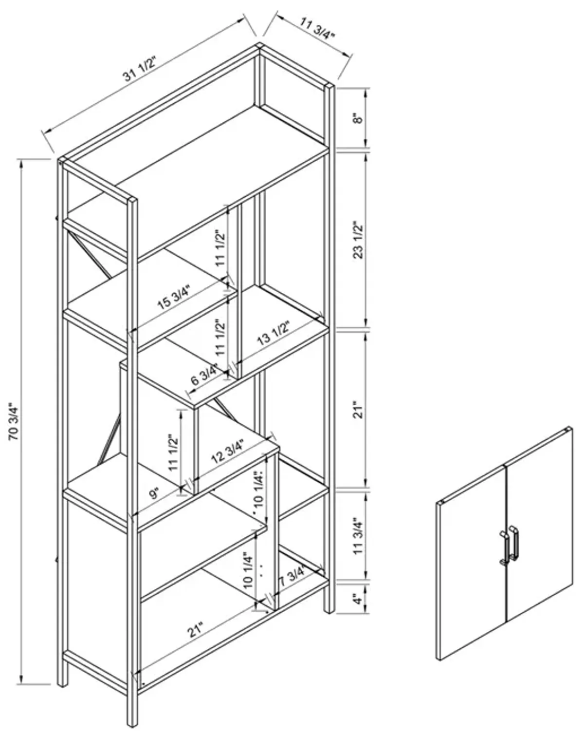 Bookcase Walnut Oak Black