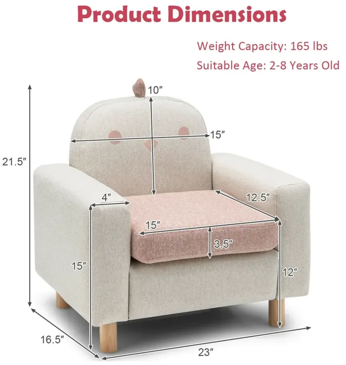 Kids Sofa with Armrest and Thick Cushion