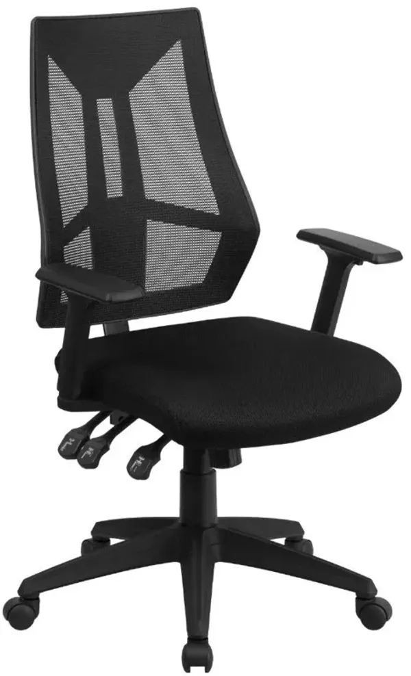 Flash Furniture Ivan High Back Black Mesh Multifunction Swivel Ergonomic Task Office Chair with Adjustable Arms