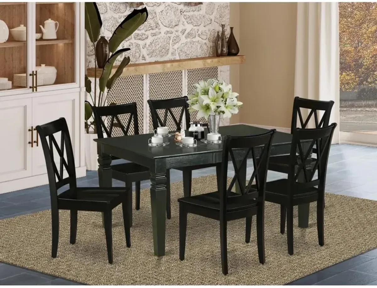 Dining Room Set Black, WECL7-BLK-W