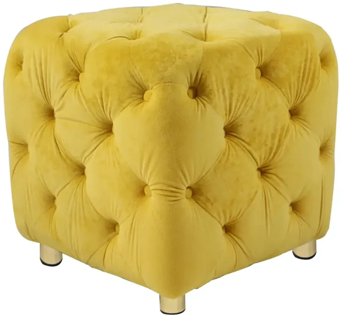 Modern Yellow Upholstered Ottoman with End Table & Footstool