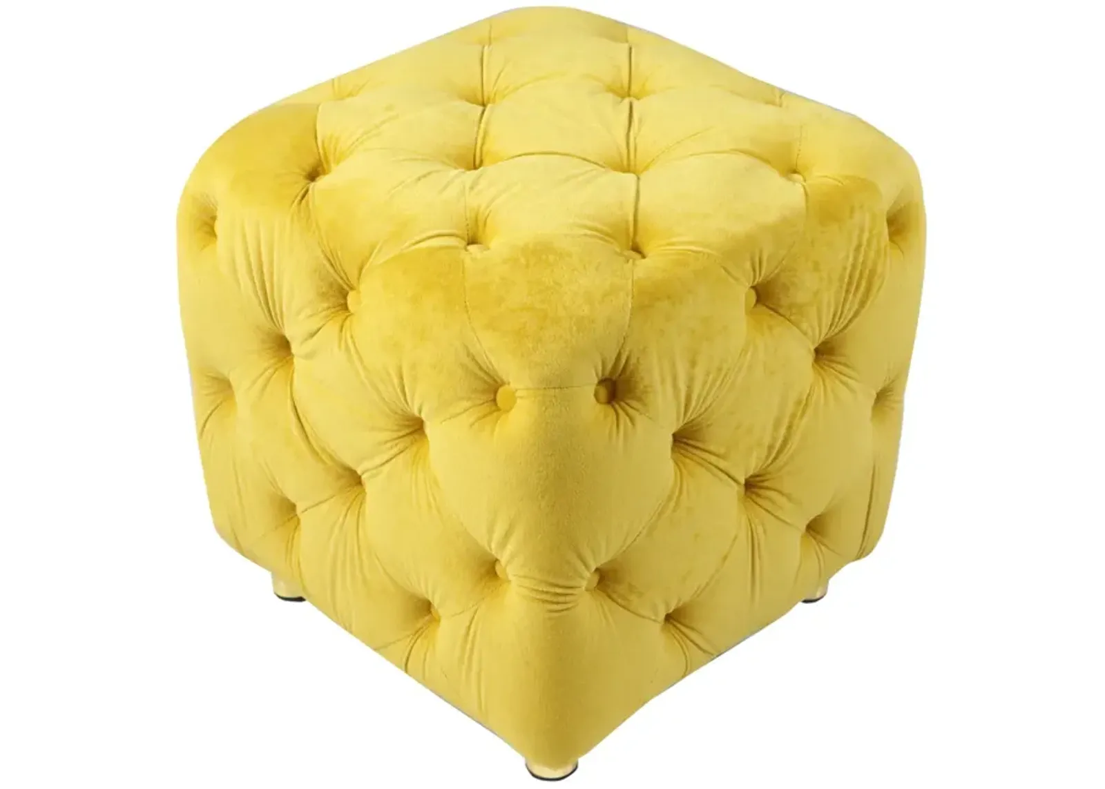 Modern Yellow Upholstered Ottoman with End Table & Footstool