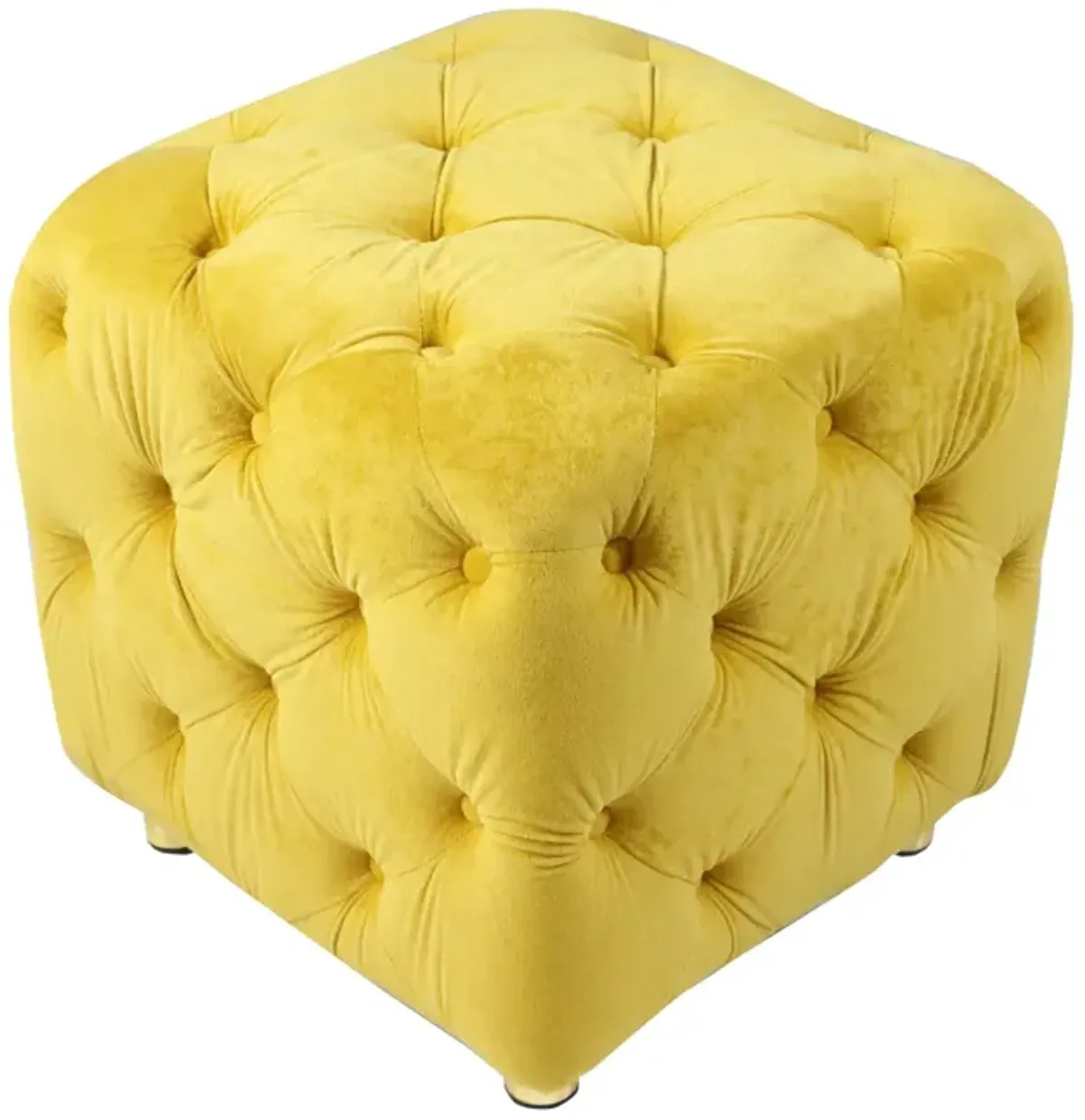 Modern Yellow Upholstered Ottoman with End Table & Footstool