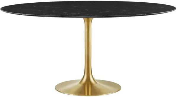 Modway - Lippa 60" Round Artificial Marble Dining Table Gold Black