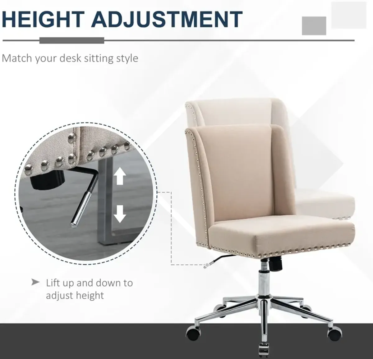 Beige Task Chair: Ergonomic Office Chair with Adjustable Tension