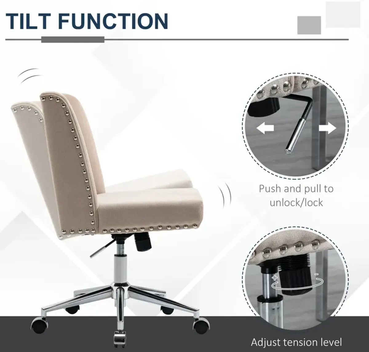 Beige Task Chair: Ergonomic Office Chair with Adjustable Tension