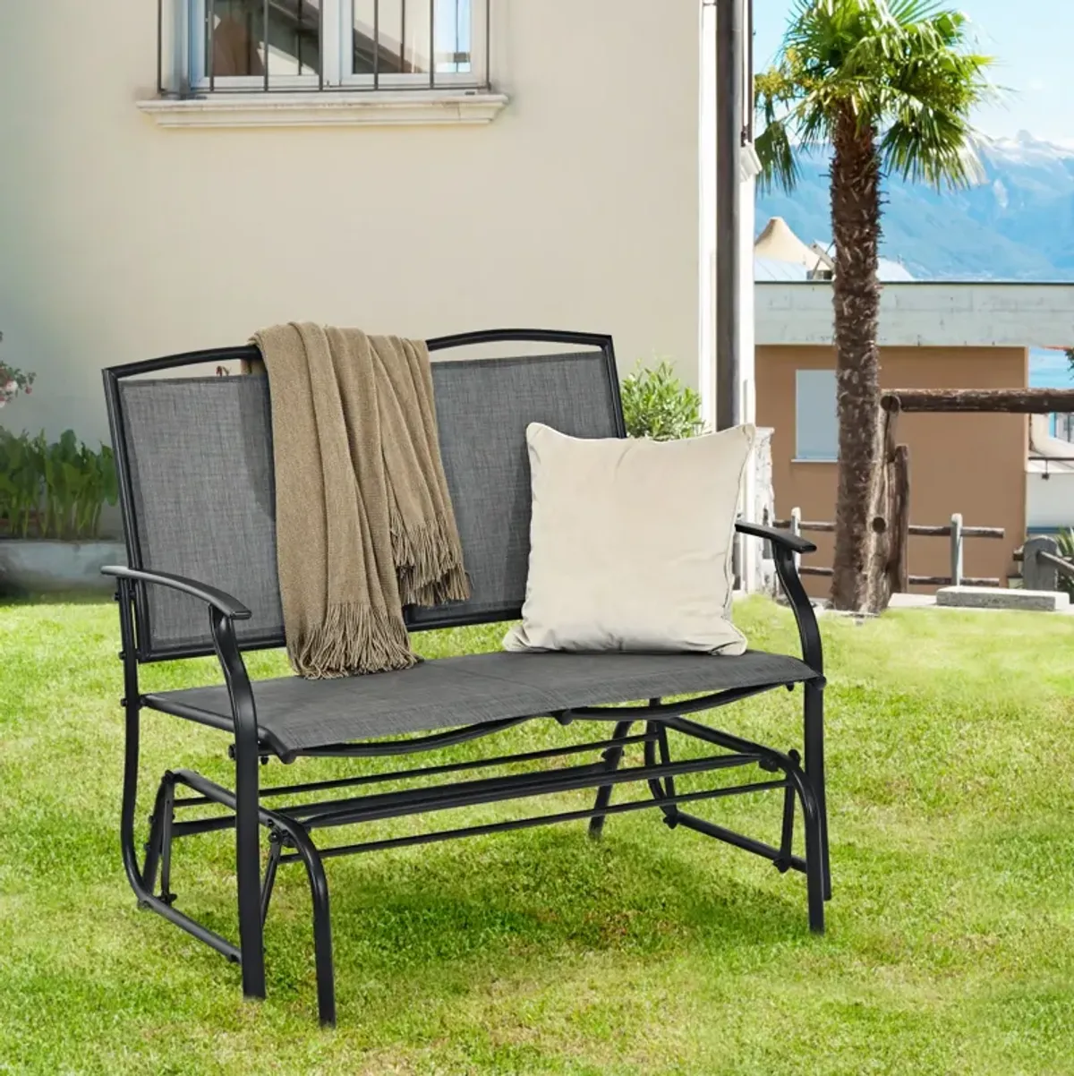 Iron Patio Rocking Chair for Outdoor Backyard and Lawn