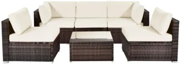 Hivvago 6 Pieces Patio Rattan Furniture Set with Cushions