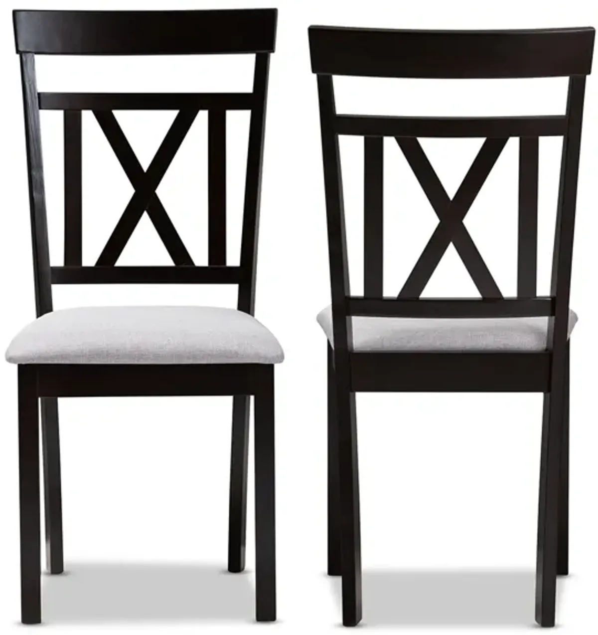 Baxton Studio Rosie Modern Grey Fabric Upholstered Dining Chairs Set of 2