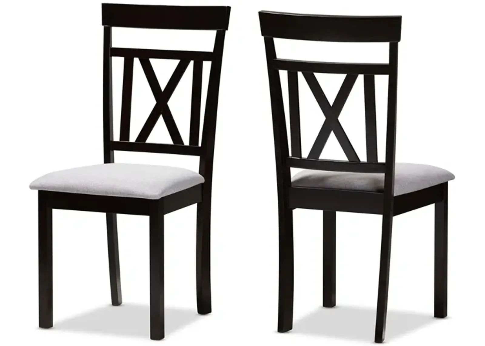 Baxton Studio Rosie Modern Grey Fabric Upholstered Dining Chairs Set of 2