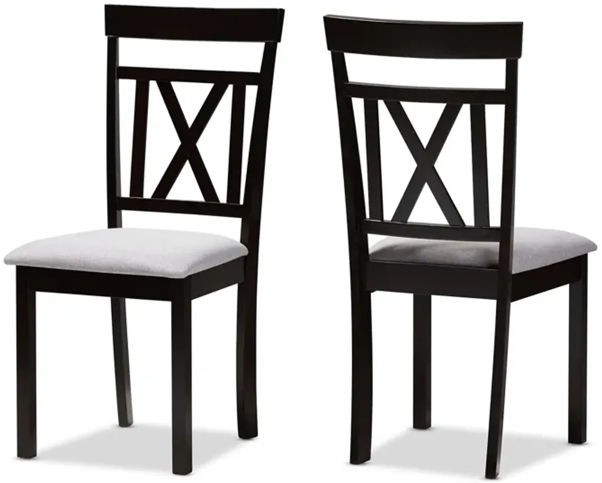 Baxton Studio Rosie Modern Grey Fabric Upholstered Dining Chairs Set of 2