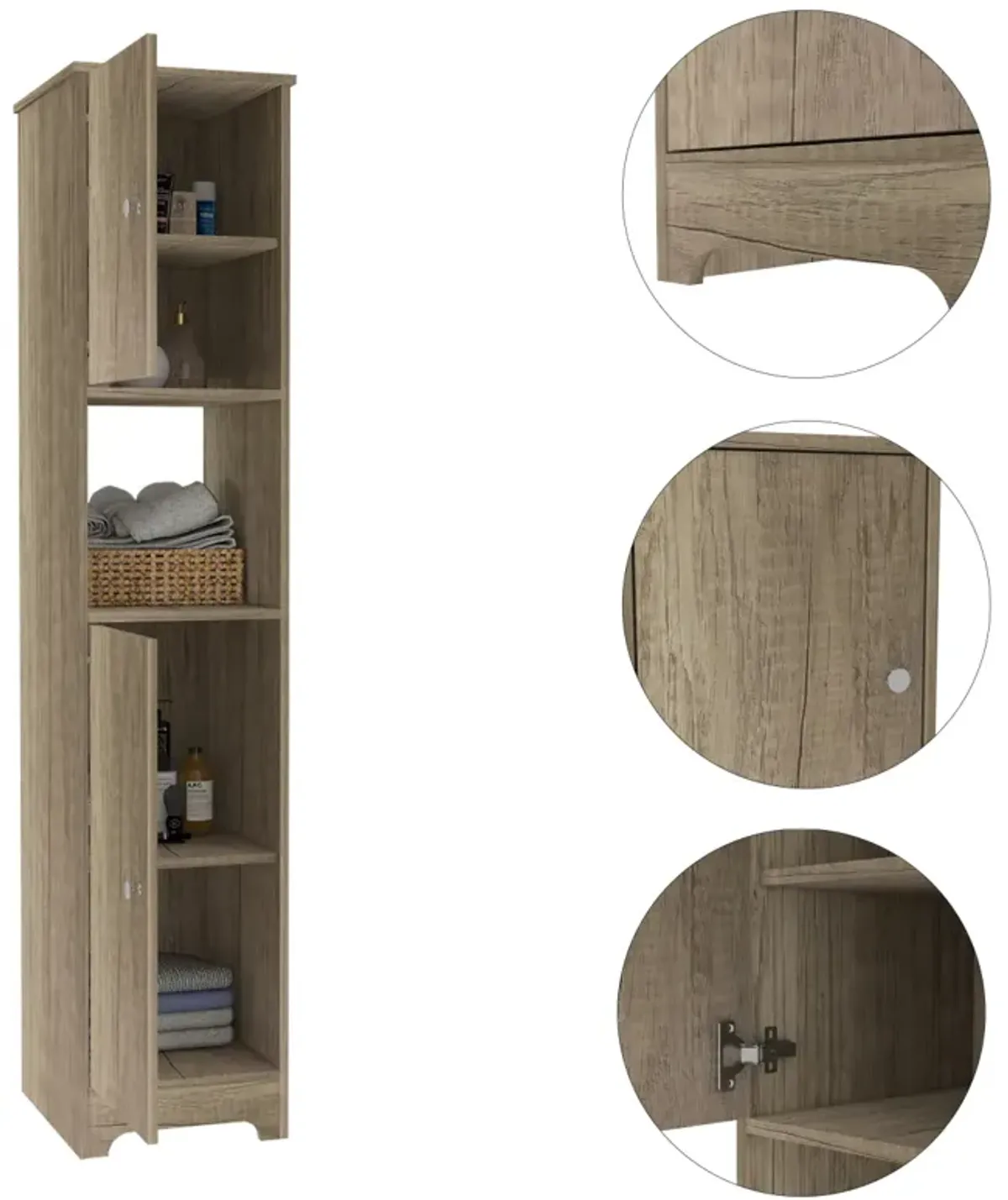 Brighton 1-Shelf Linen Cabinet Light Oak