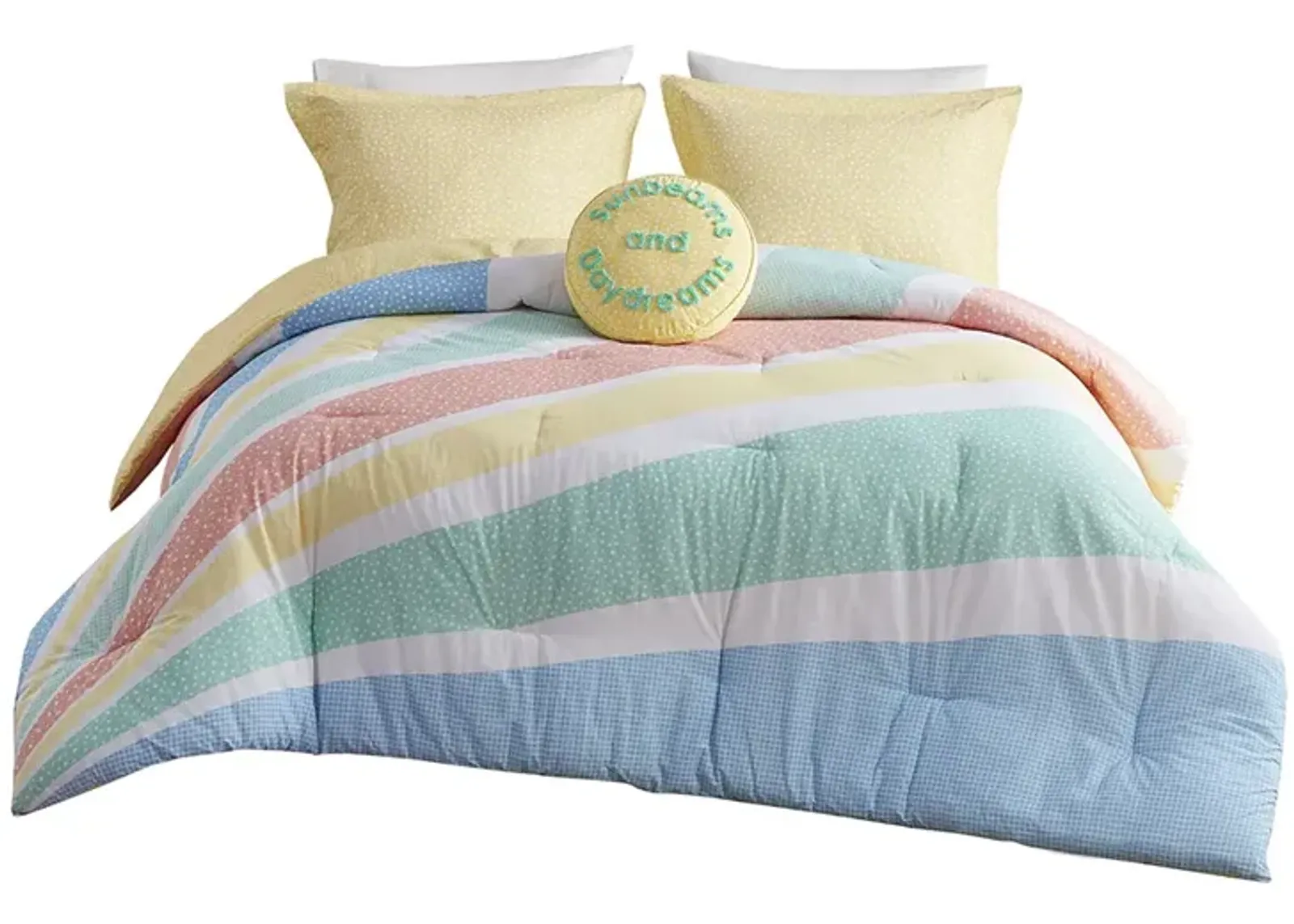 Gracie Mills Arianell Vibrant Rainbow Sunburst Reversible Cotton Comforter Set