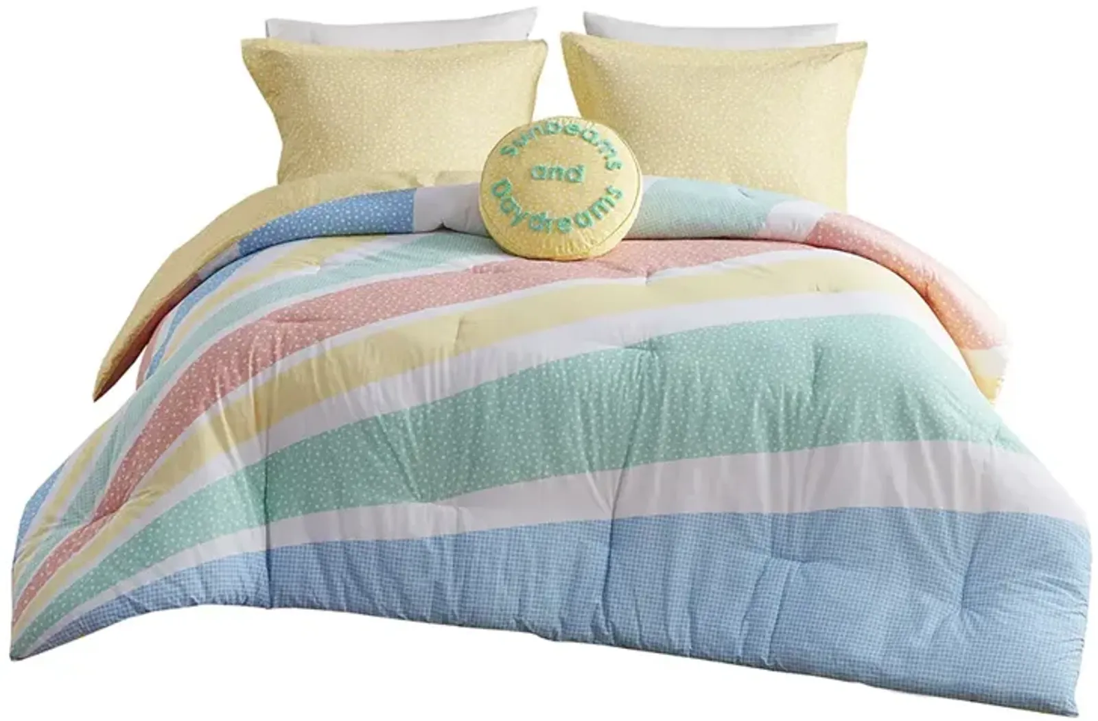 Gracie Mills Arianell Vibrant Rainbow Sunburst Reversible Cotton Comforter Set