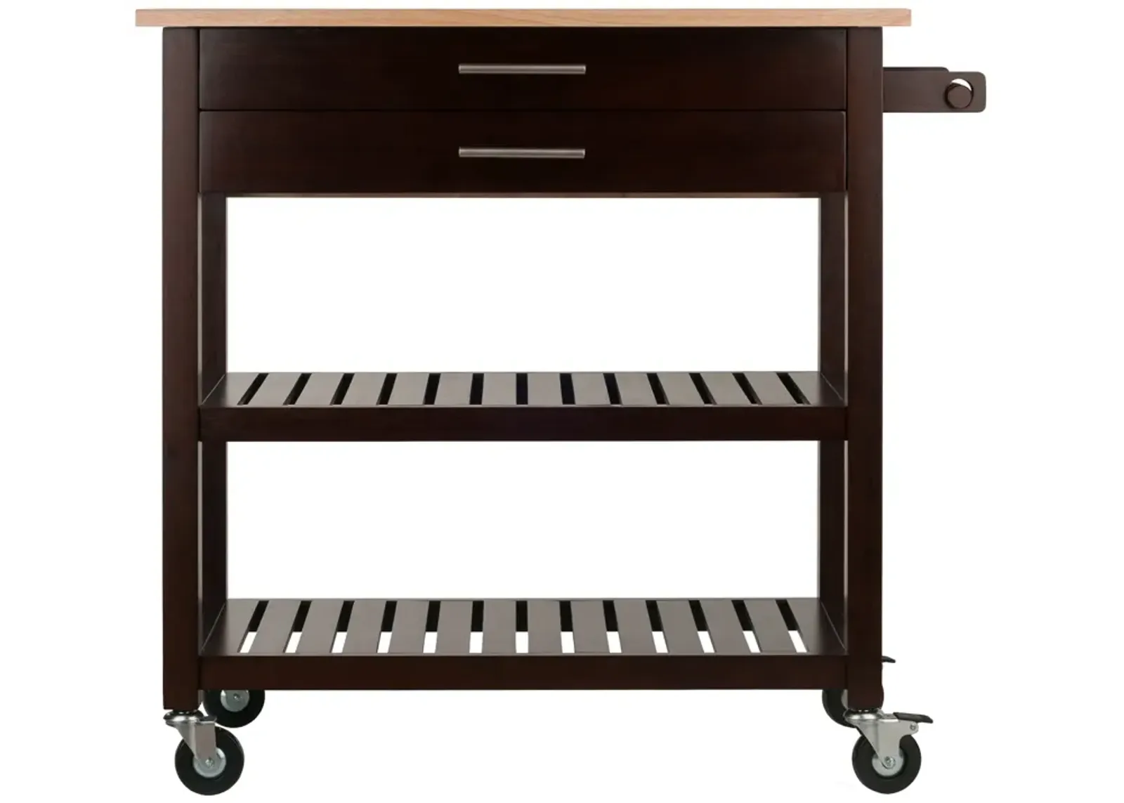 Langdon Kitchen Cart, Drop Leaf, Cappuccino and Natural