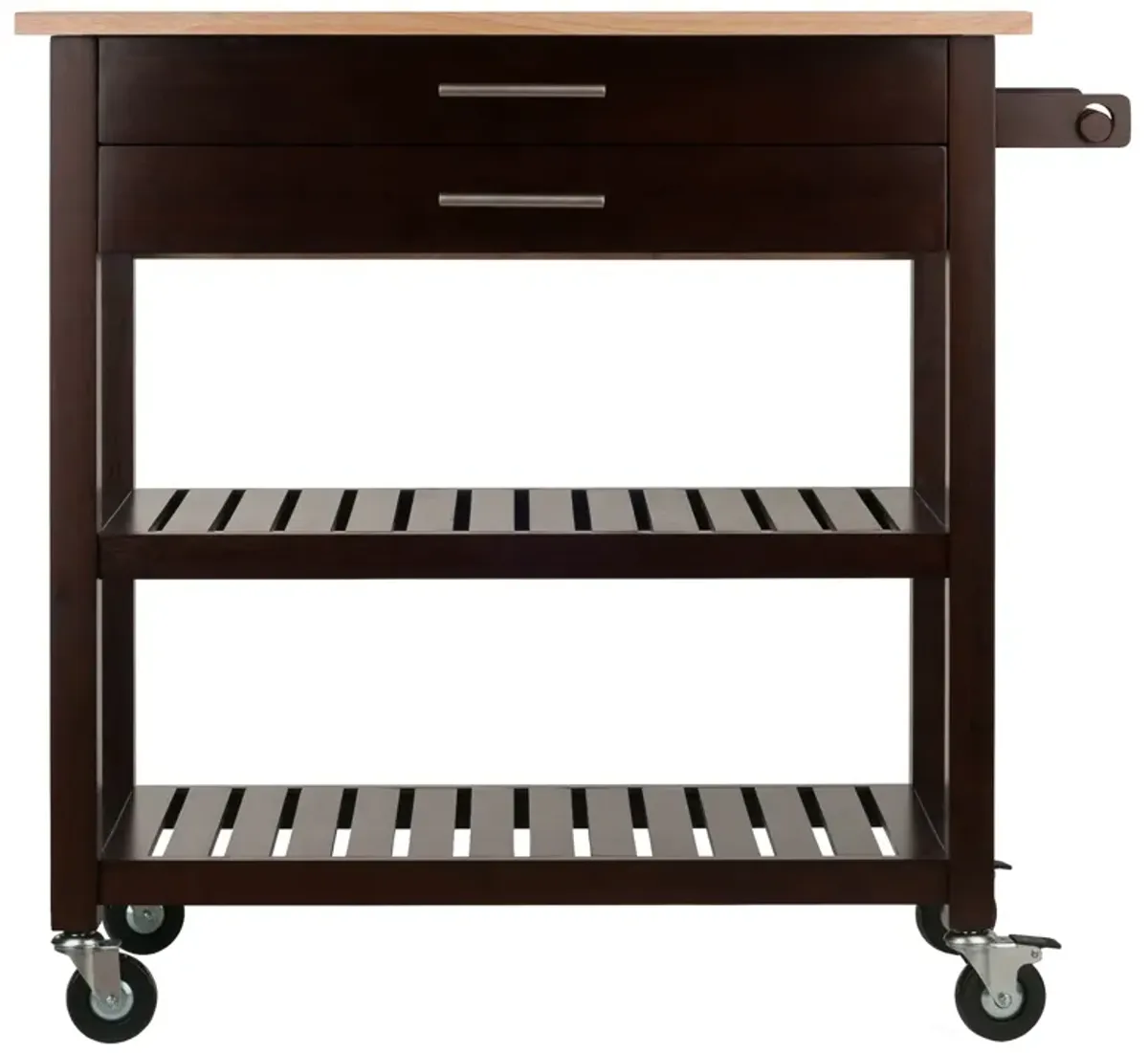 Langdon Kitchen Cart, Drop Leaf, Cappuccino and Natural