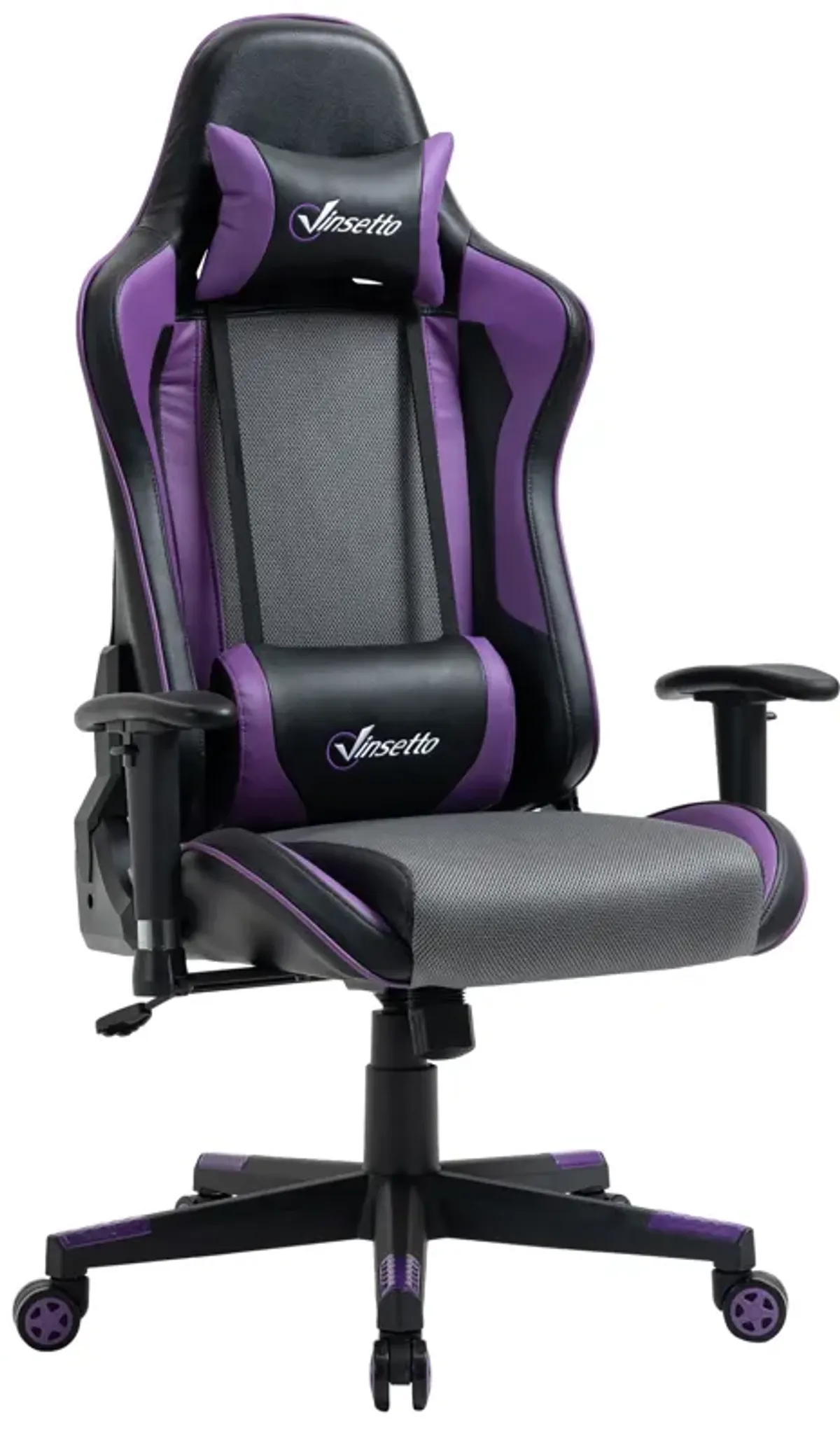 Black/Grey/Purple Gamer: Ergonomic High Back Office Chair