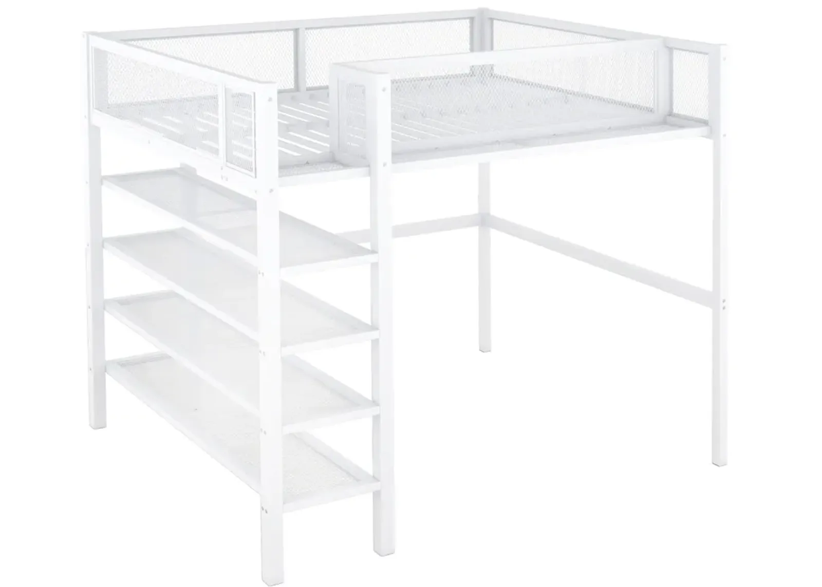 Merax Metal Loft Bed with Storage Shelves