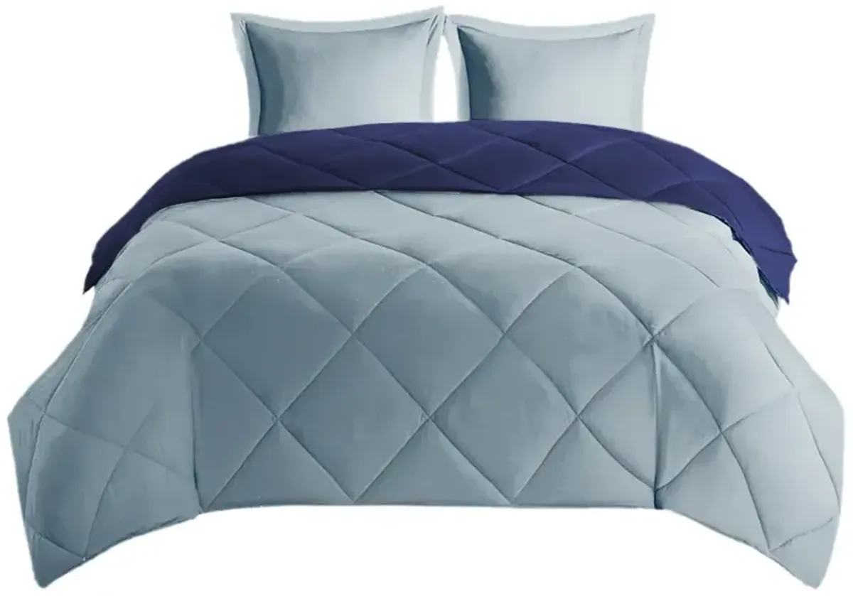 Gracie Mills Vicente Reversible Diamond Quilt Down Alternative Comforter Set with 3M Scotchgard Protection