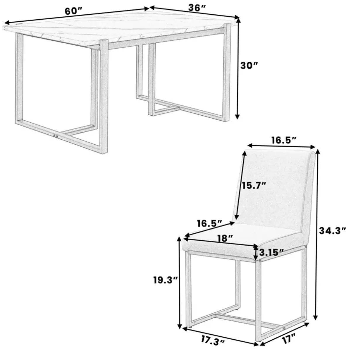 Merax Modern Dining  Set for 6 Person