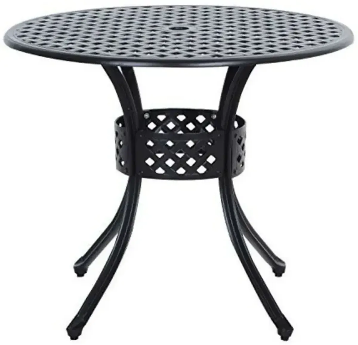 Round Cast Aluminum Patio Table Metal Outdoor Dining Table for Deck or Garden