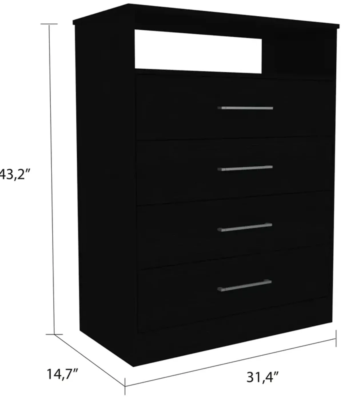 Cassville 4-Drawer 1-Shelf Dresser Black Wengue